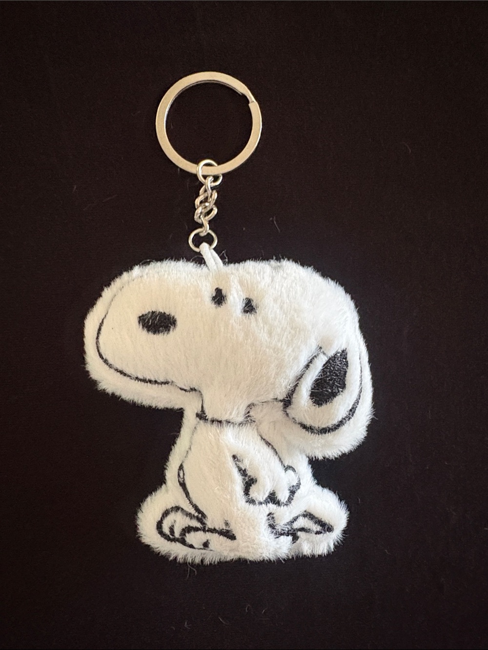 Adorable White Plush Snoopy Dog Keychain